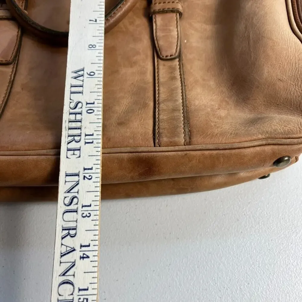 FOSSIL Laptop Bag Brown Leather Satchel Brown Lining Messenger Shoulder Strap